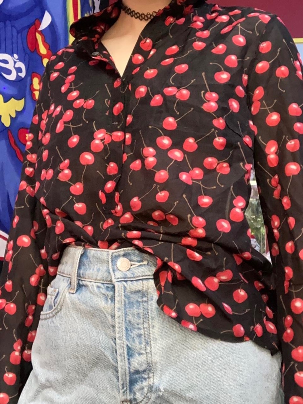 J. Crew Cherry Print Silk Button Down